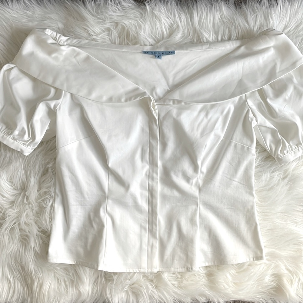 NEW Antonio Melani White Off Shoulder Crop Blouse